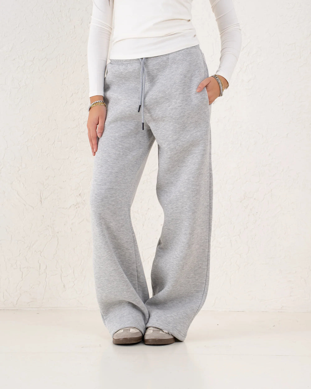 Fleece-Lined Wide Leg Sweatpants - Venti