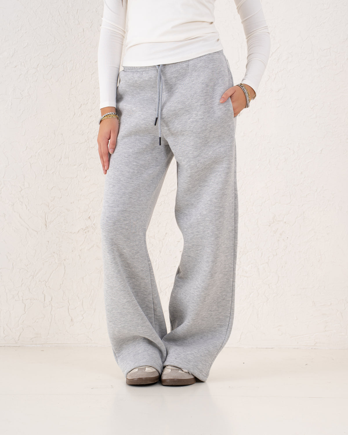 Fleece-Lined Wide Leg Sweatpants