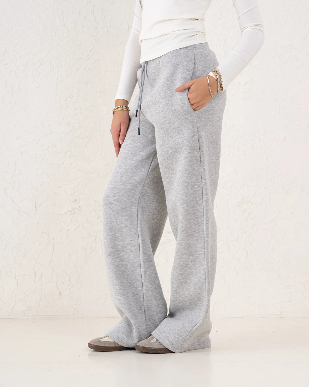 Fleece-Lined Wide Leg Sweatpants - Venti