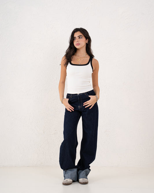 Contrast Ribbed Tank Top