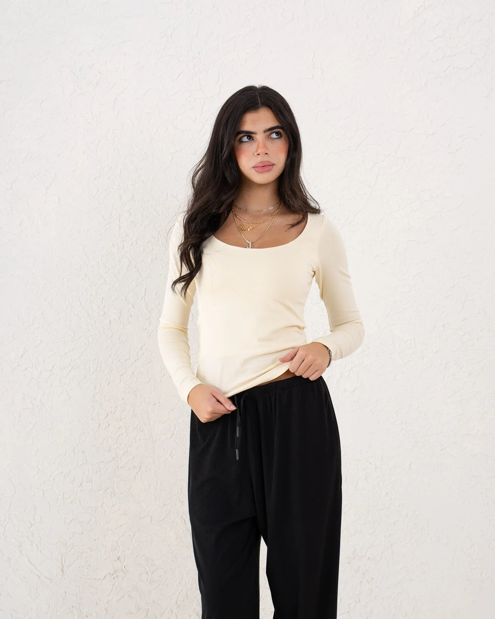 Butter Yellow Crew Neck Fitted Top - Venti