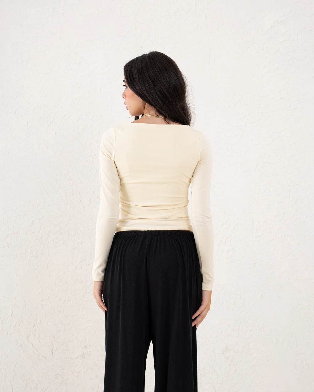 Butter Yellow Crew Neck Fitted Top - Venti