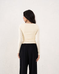 Butter Yellow Crew Neck Fitted Top