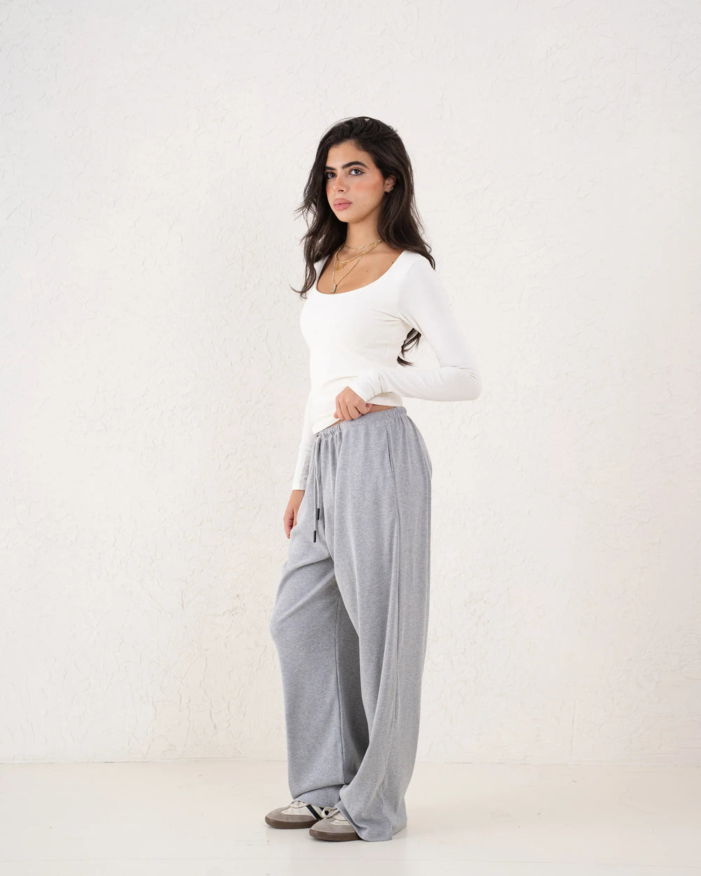 Off White Crew Neck Fitted Top - Venti