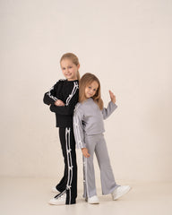Ribbed Bow Trim Flared Pants