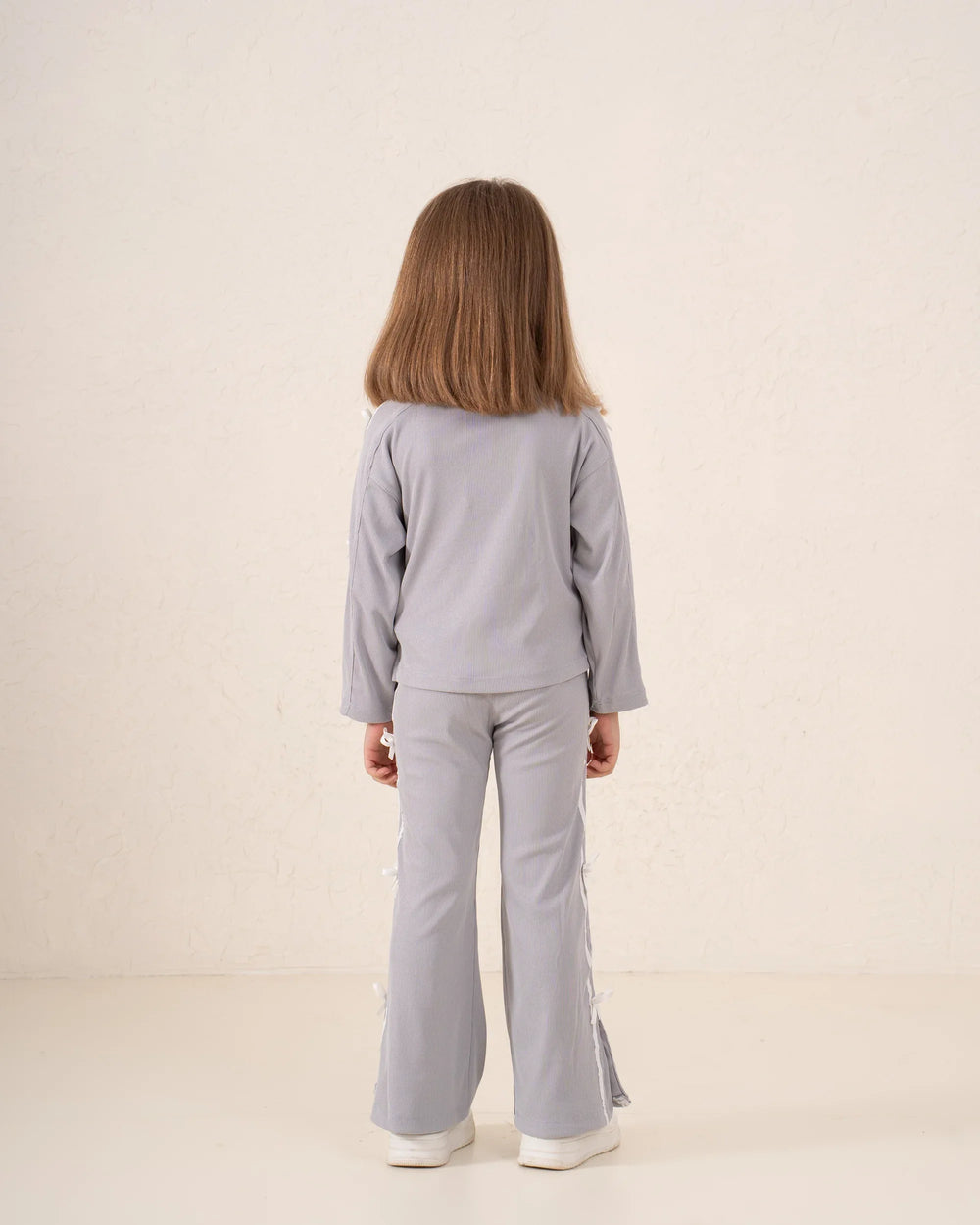 Ribbed Bow Trim Flared Pants - Venti