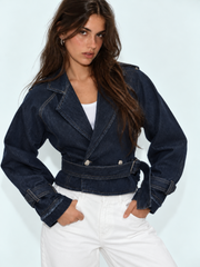 Women denim biker jacket
