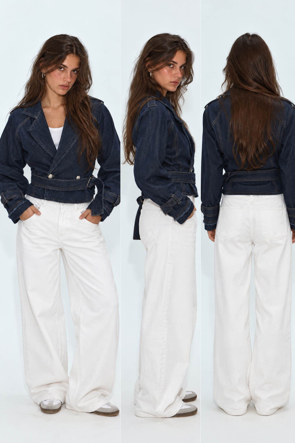 Women denim biker jacket