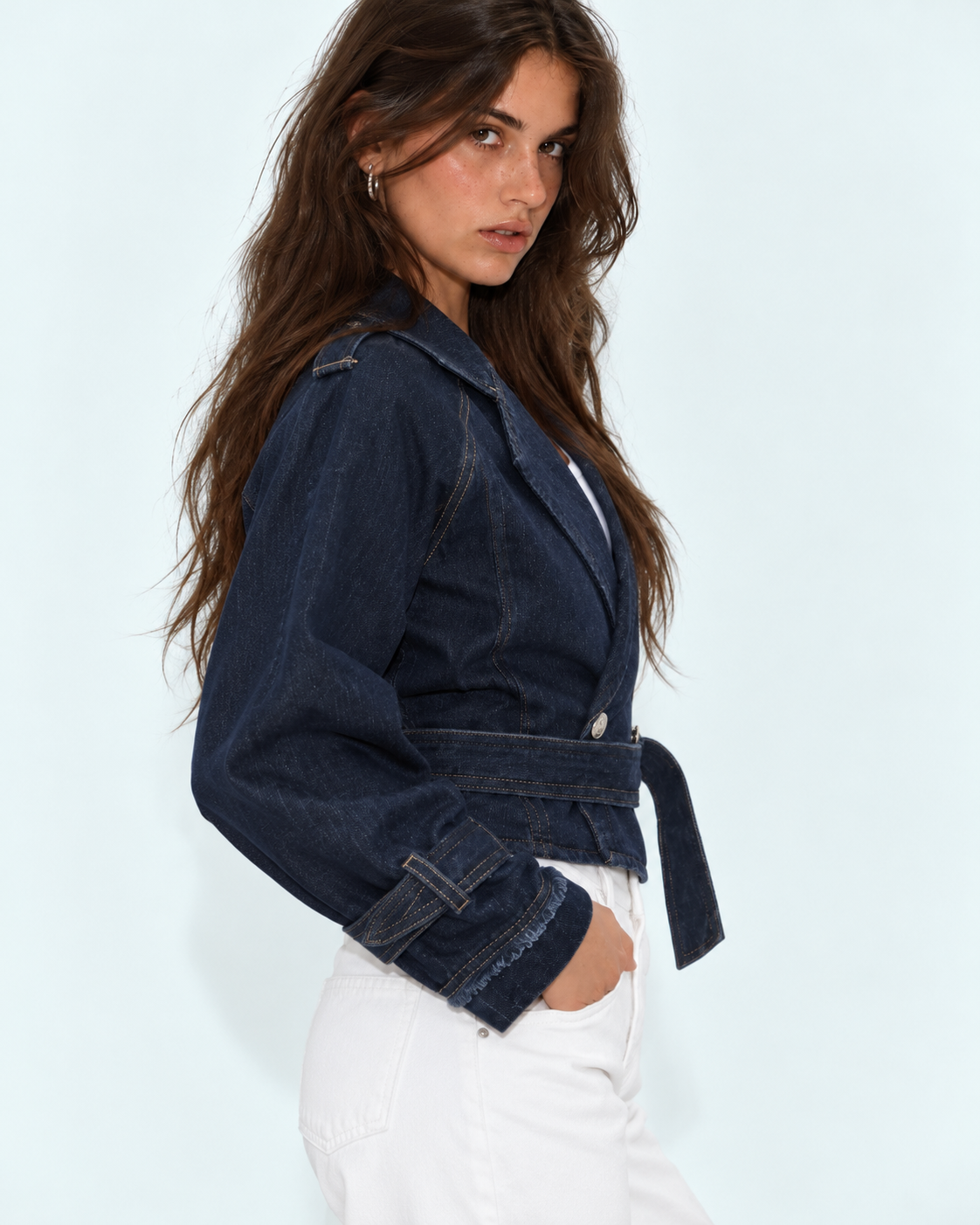 Women denim biker jacket