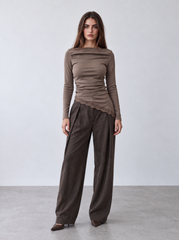 Women folded sides pants