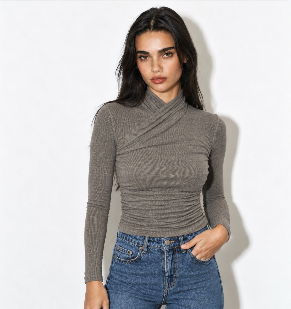 Women assymetric cross top