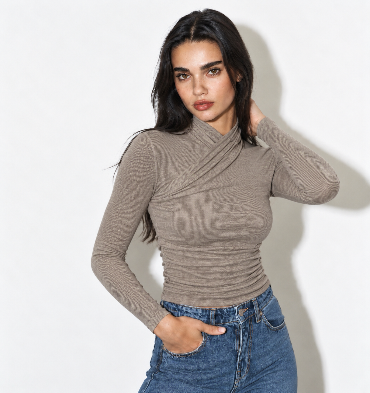 Women assymetric cross top