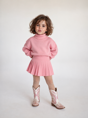 Girl knitted pleats skirt