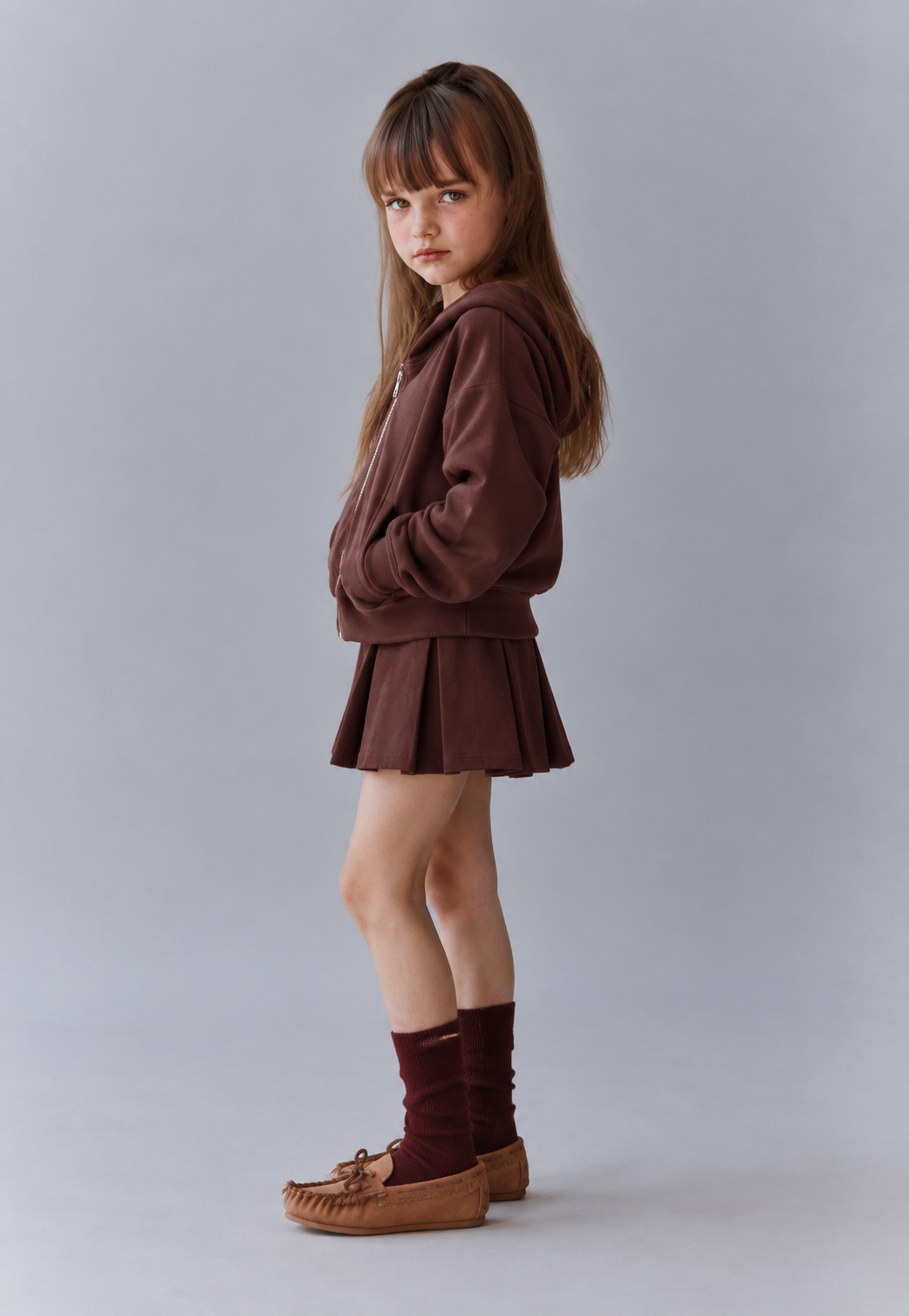 Girl zigzag pleats skirt