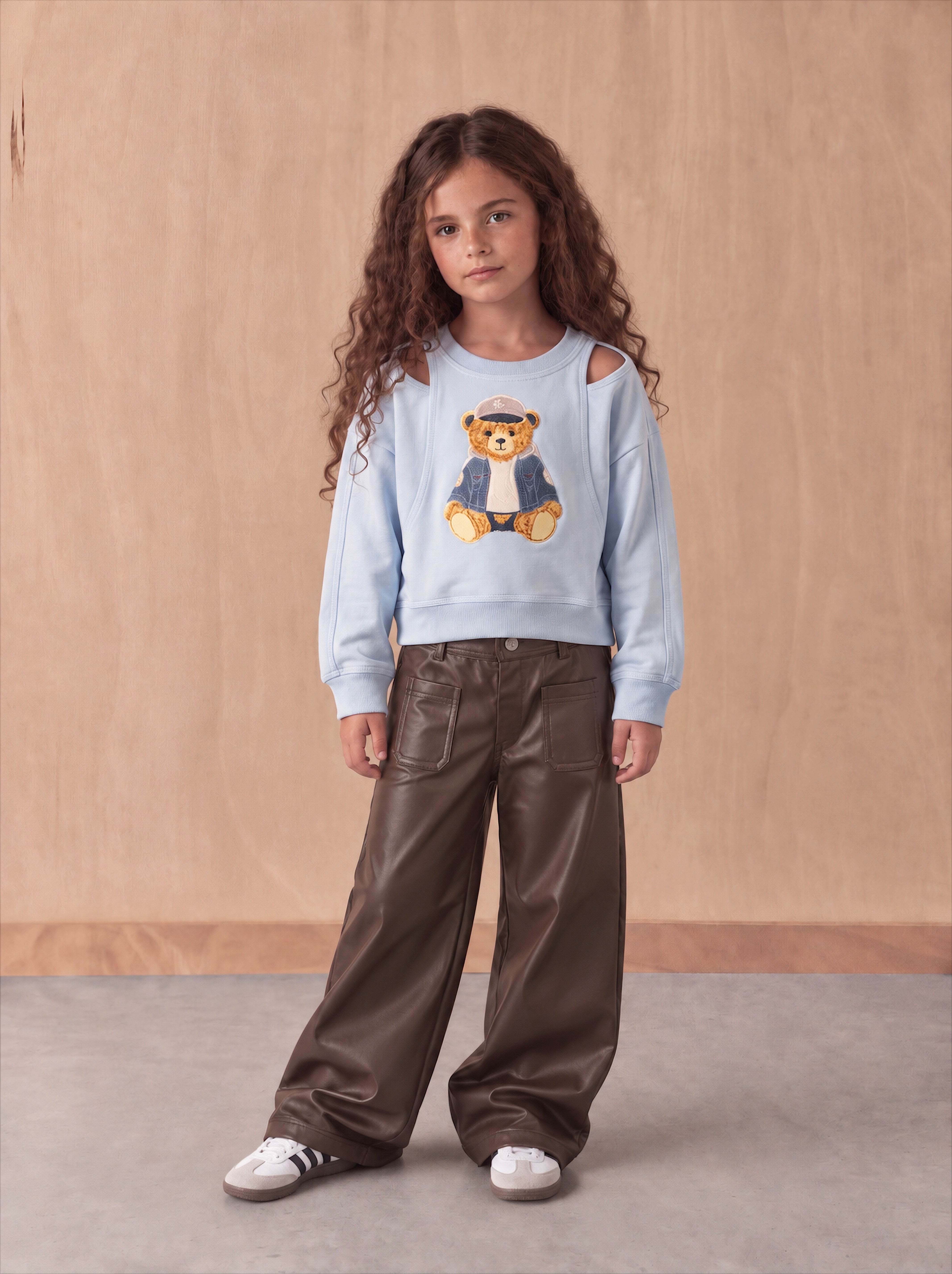 Girl leather front pockets