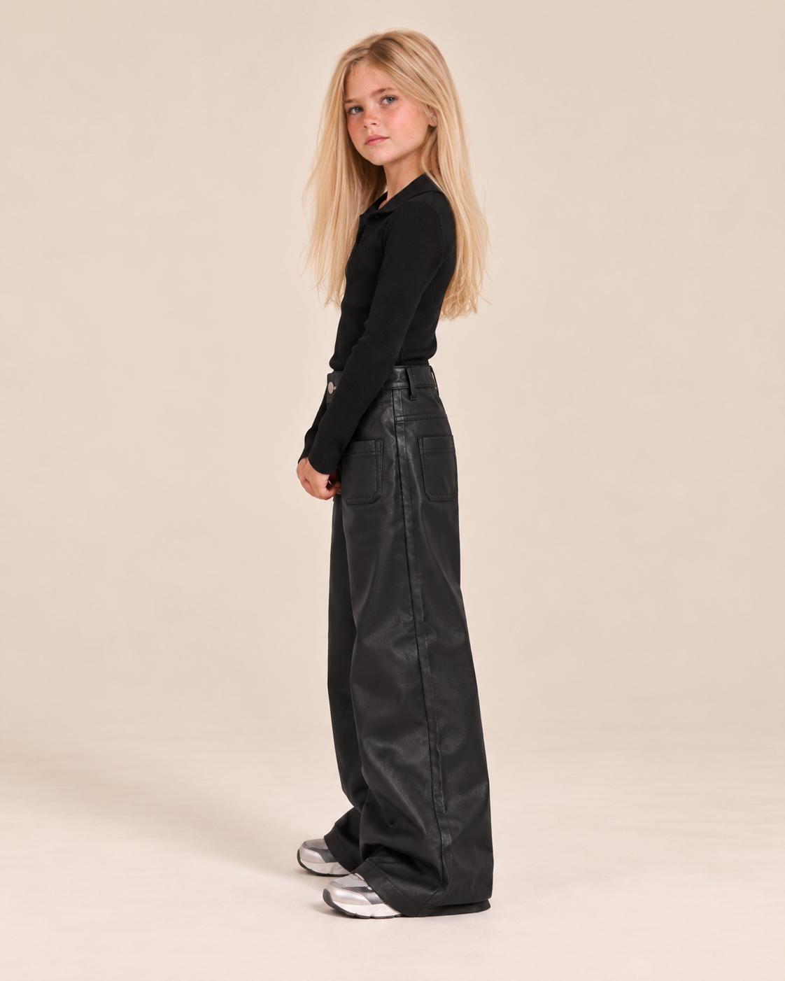 Girl leather front pockets
