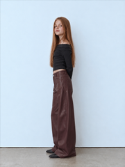Girl leather front pockets