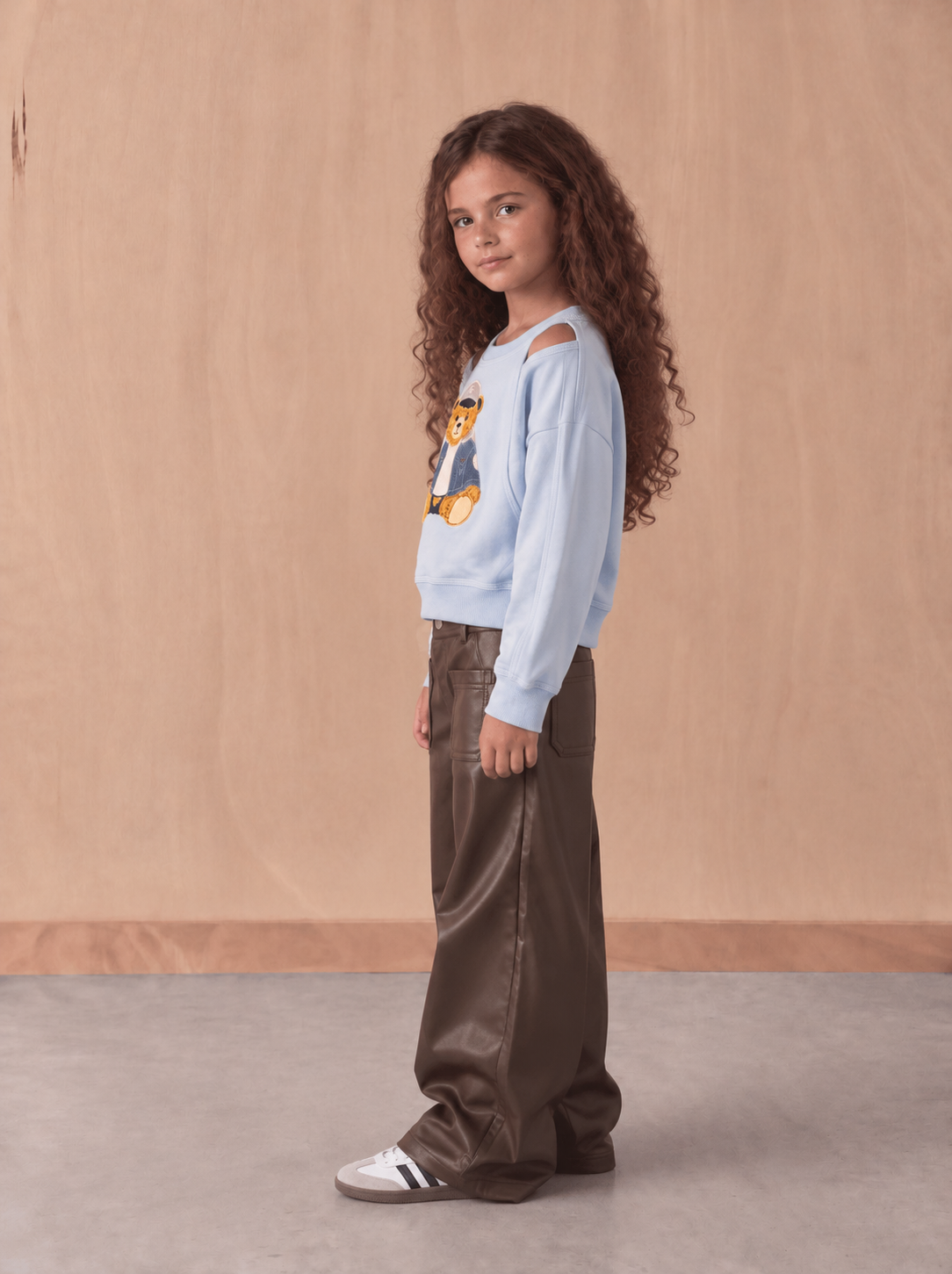Girl leather front pockets