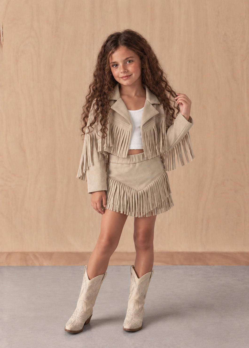 Girl suede fringes jacket