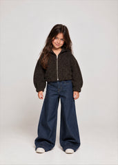 Girl wool zip up crop jacket