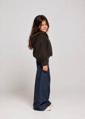 Girl wool zip up crop jacket