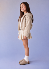 Girl wool zip up crop jacket