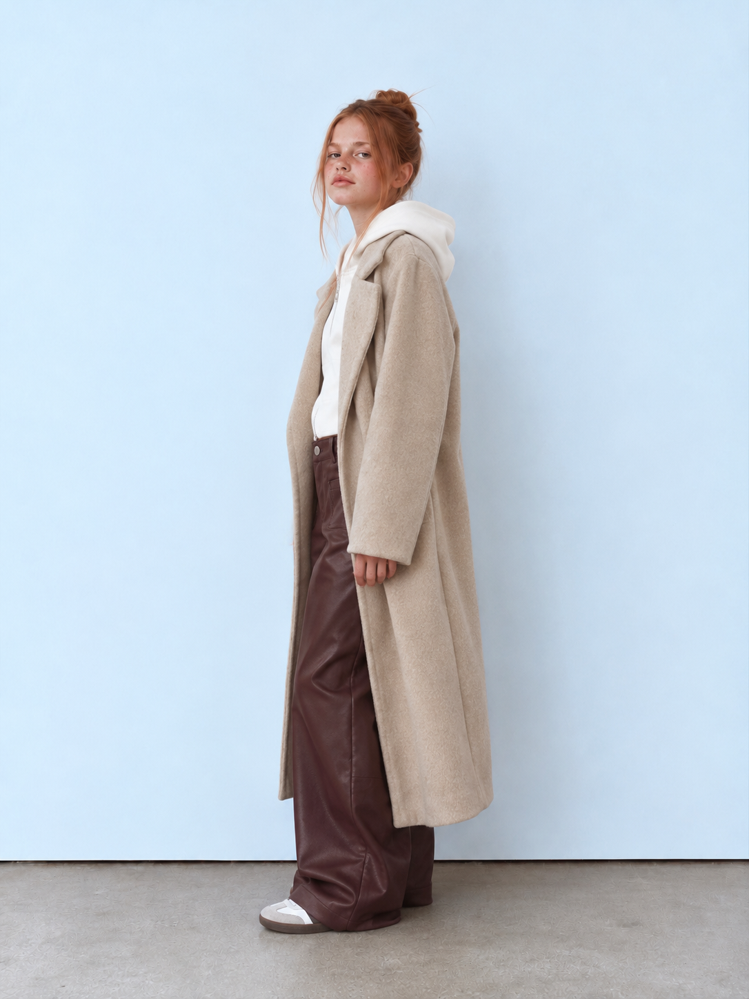 Girl two layer contrast coat