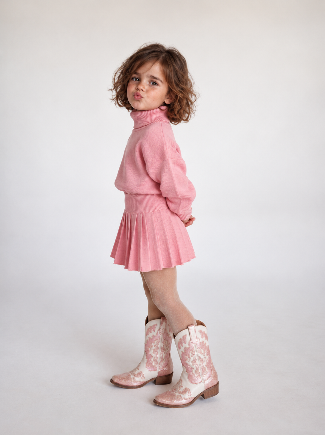 Girl knit high neck top