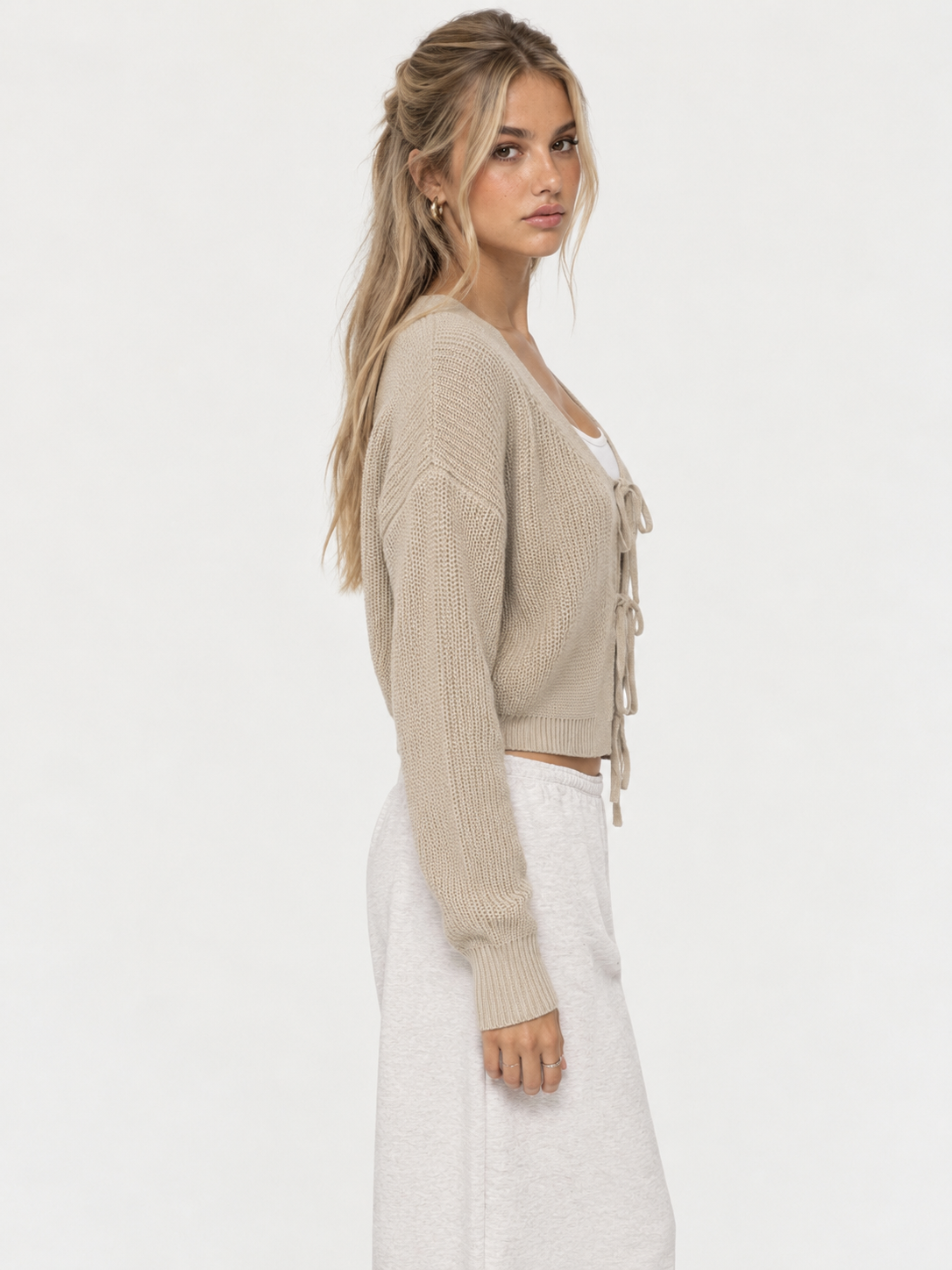 Teens knit tie up cardigan