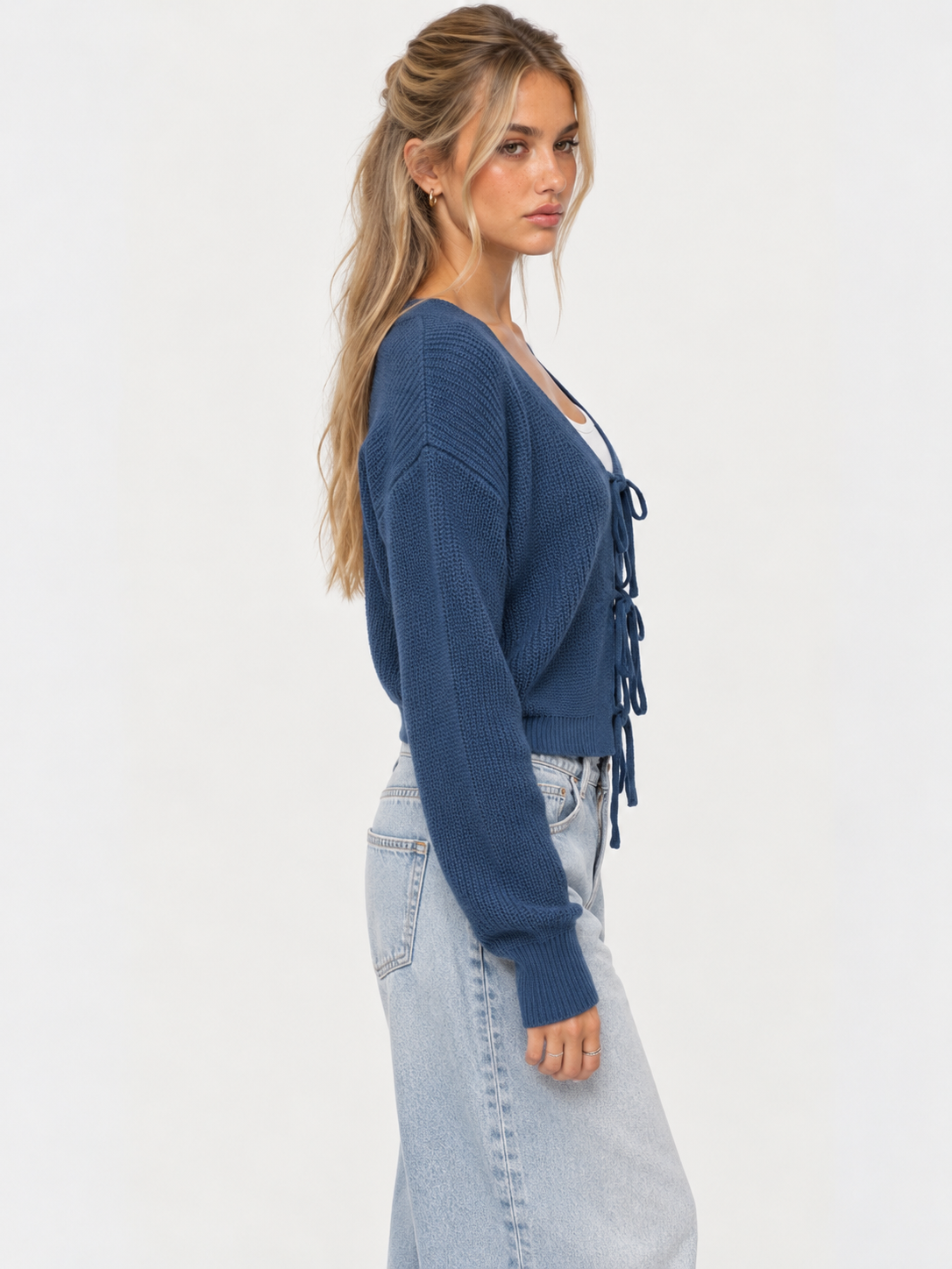 Teens knit tie up cardigan