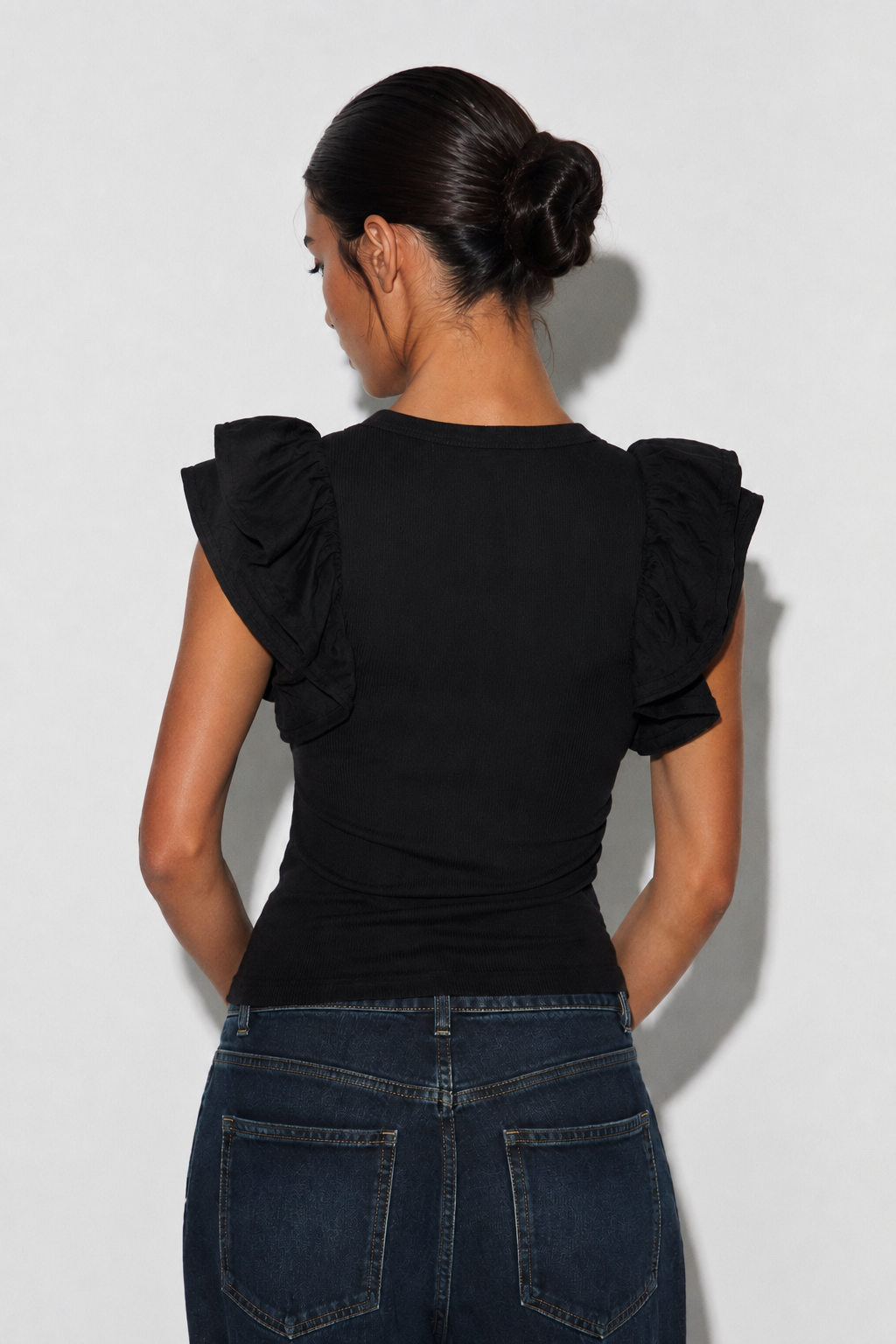 Women ruffle sleeve top