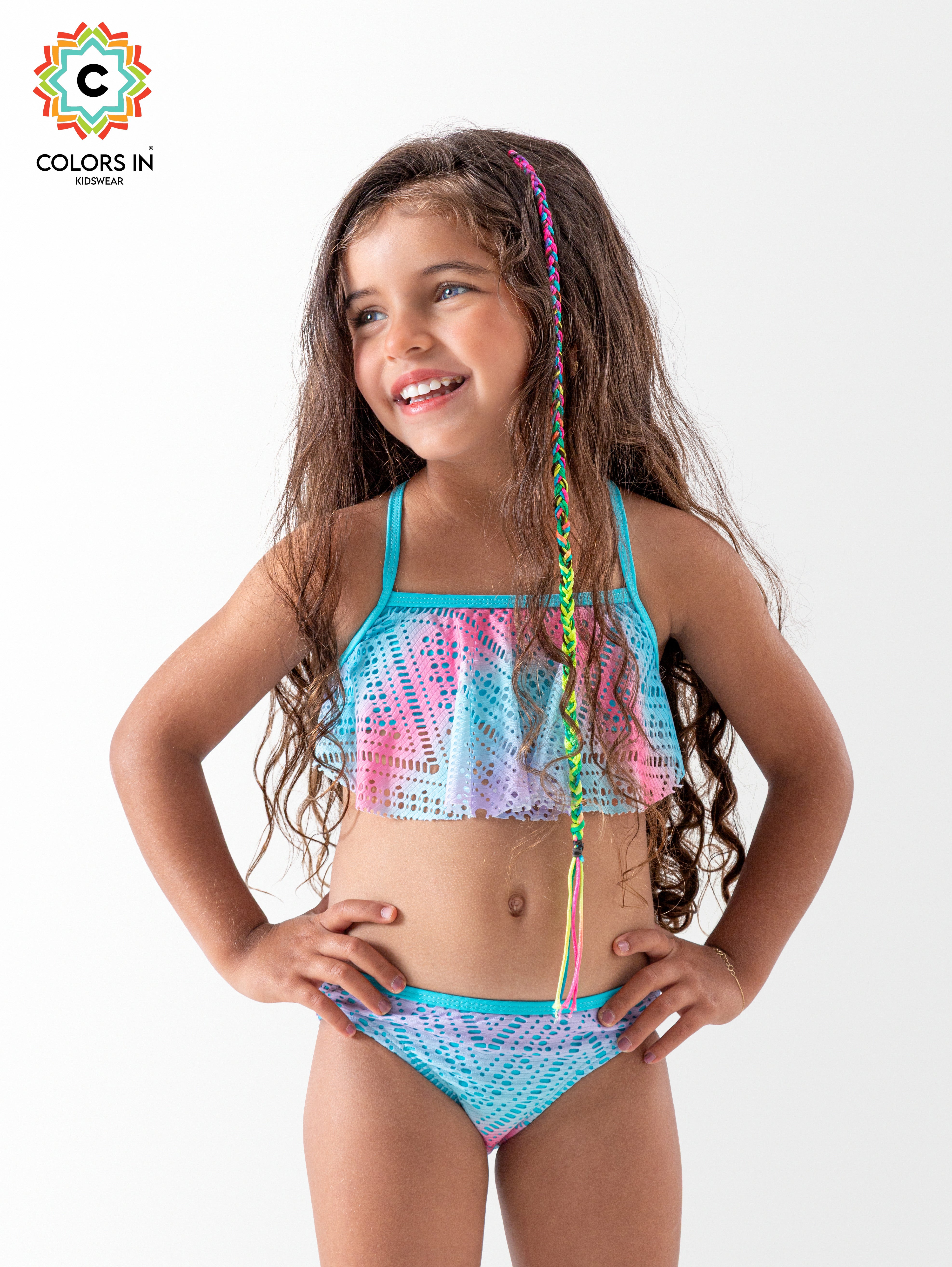 Girls' "Lagoon Glow" Flounce Bikini Set