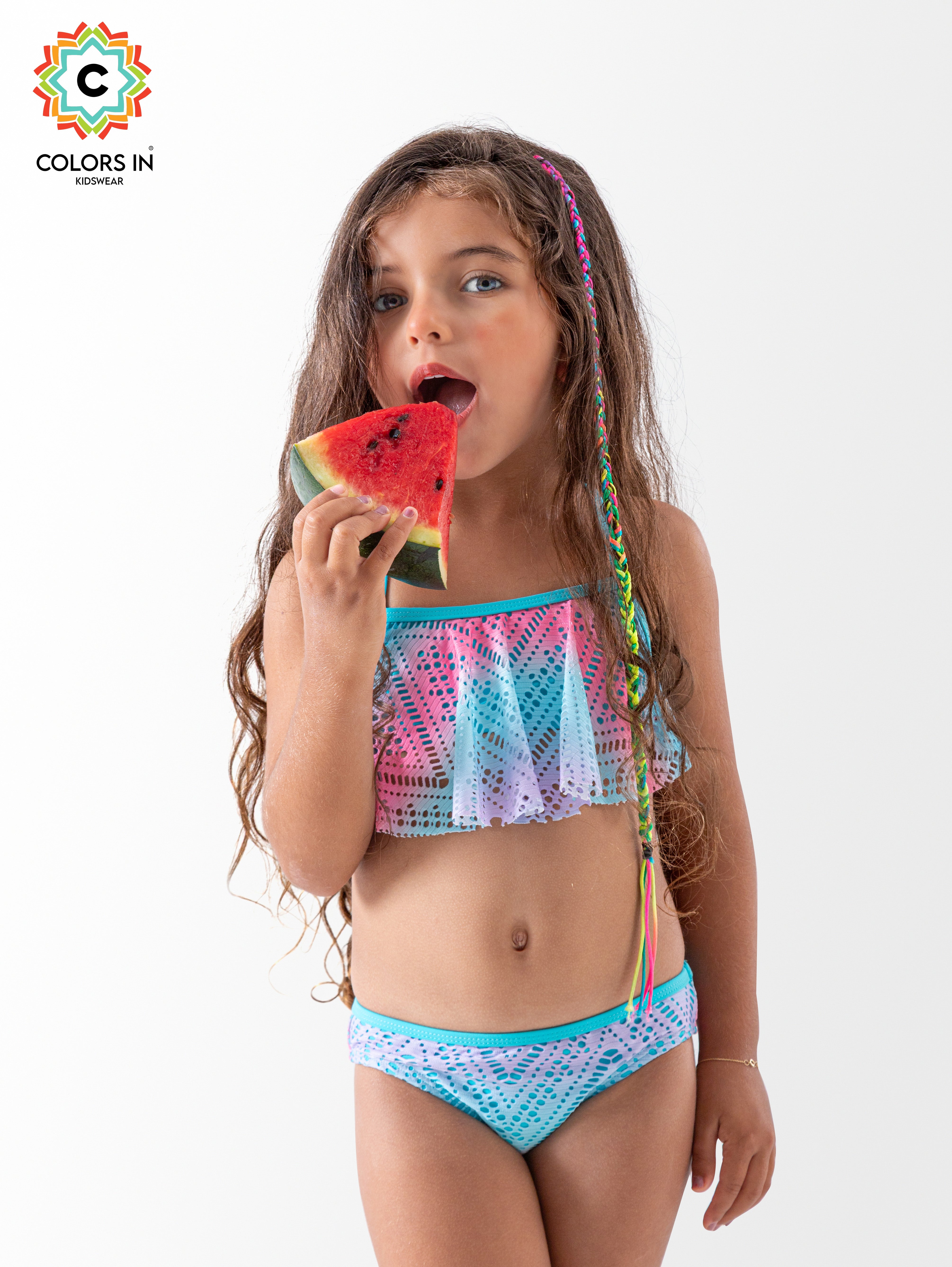 Girls' "Lagoon Glow" Flounce Bikini Set