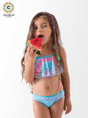 Girls' "Lagoon Glow" Flounce Bikini Set