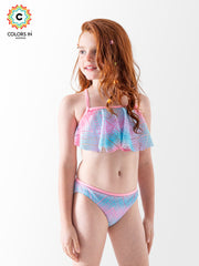 Girls' "Mermaid Sunset" Flounce Bikini Set