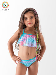 Girls' "Lagoon Glow" Flounce Bikini Set