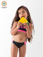 Girls' "Surf Vibe" High-Neck Bikini Set
