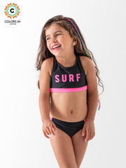 Girls' "Surf Vibe" High-Neck Bikini Set