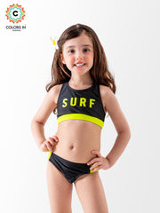Girls' "Surf Vibe" High-Neck Bikini Set
