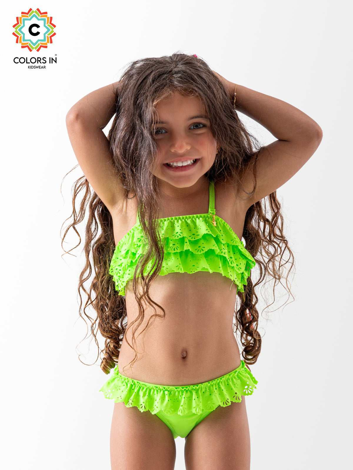 Girls' "Lime Splash" Layered Ruffle Bikini Set