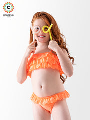 Girls' "Sunset Splash" Layered Ruffle Bikini Set
