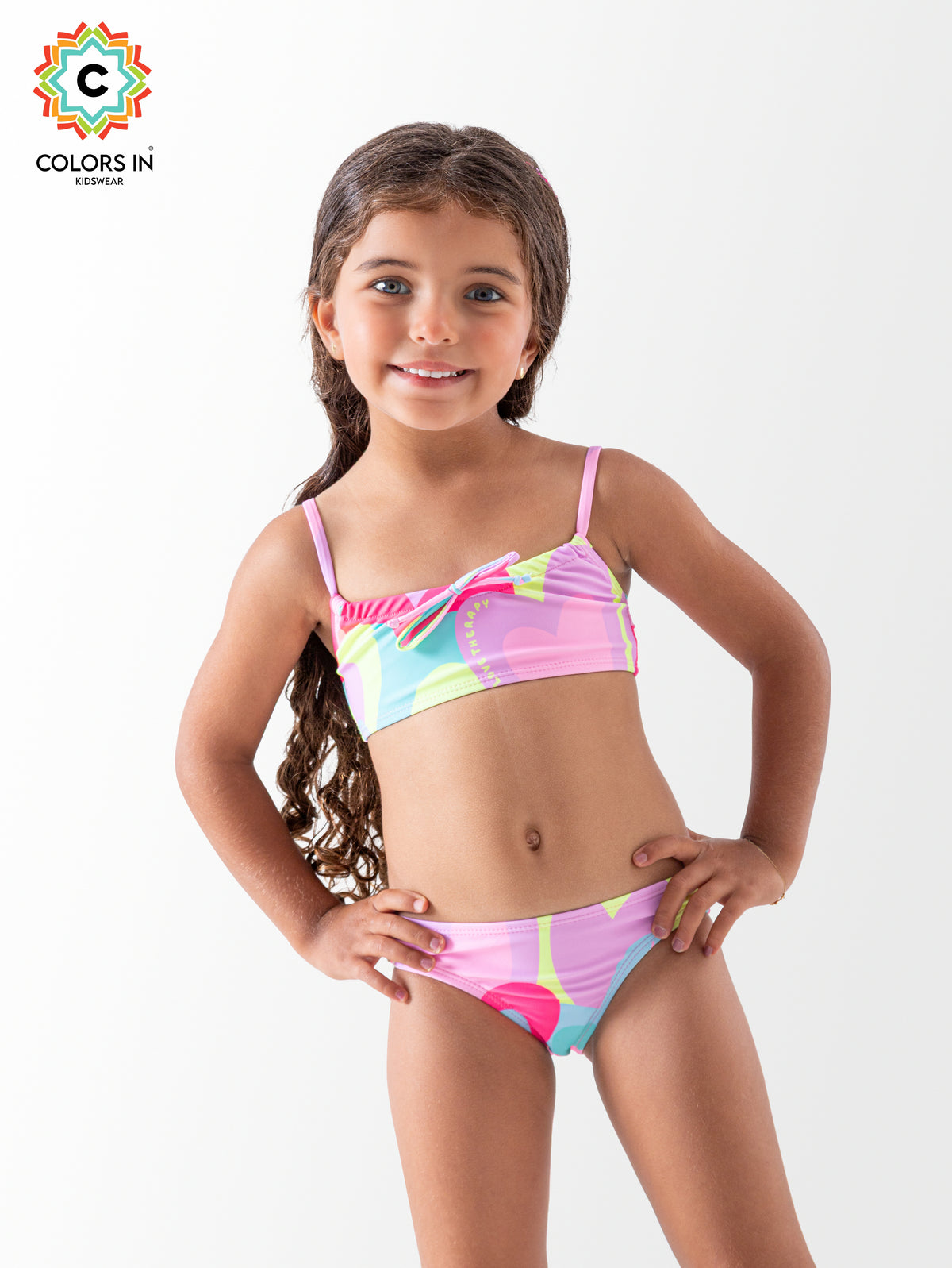Girls' "Sweet Hearts" Bow-Front Bikini Set