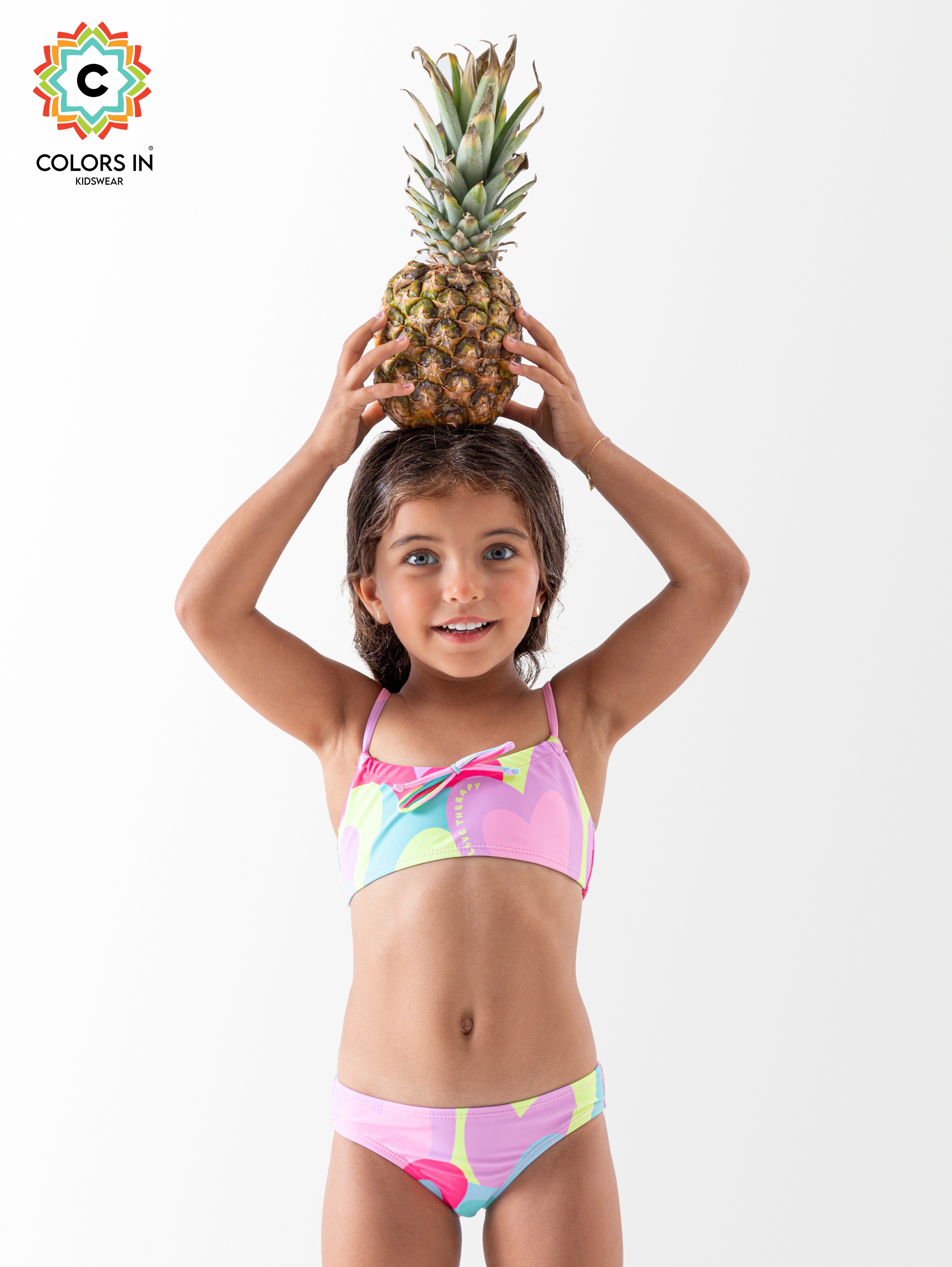 Girls' "Sweet Hearts" Bow-Front Bikini Set
