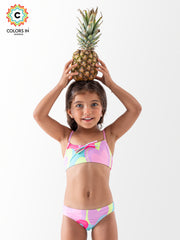 Girls' "Sweet Hearts" Bow-Front Bikini Set