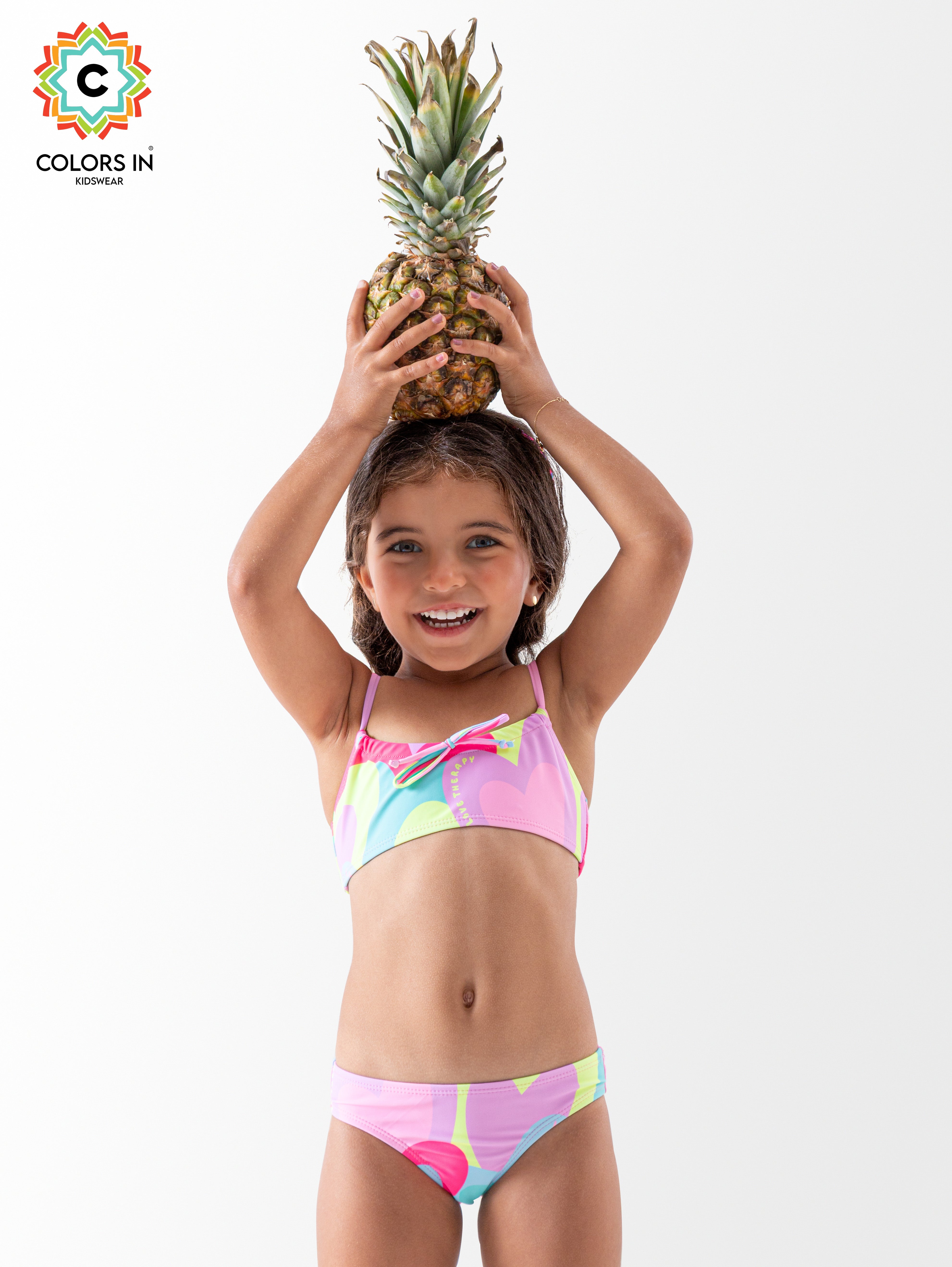 Girls' "Sweet Hearts" Bow-Front Bikini Set