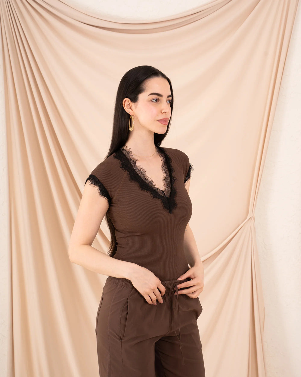 Women ribbed top with lace - Venti