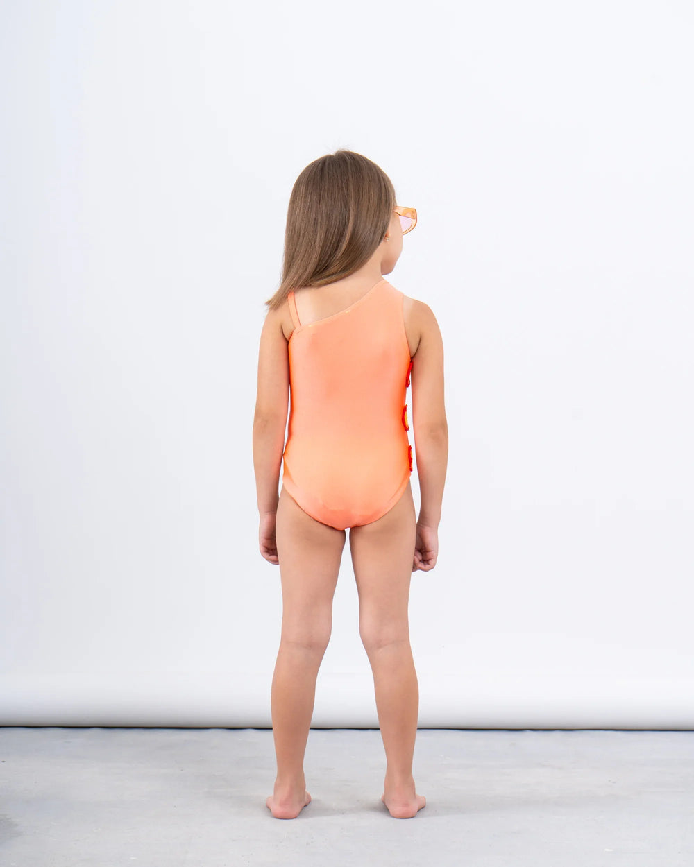 One-Shoulder Crochet Flower Trim Swimsuit - Venti