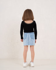 Fringed Denim Mini Skirt