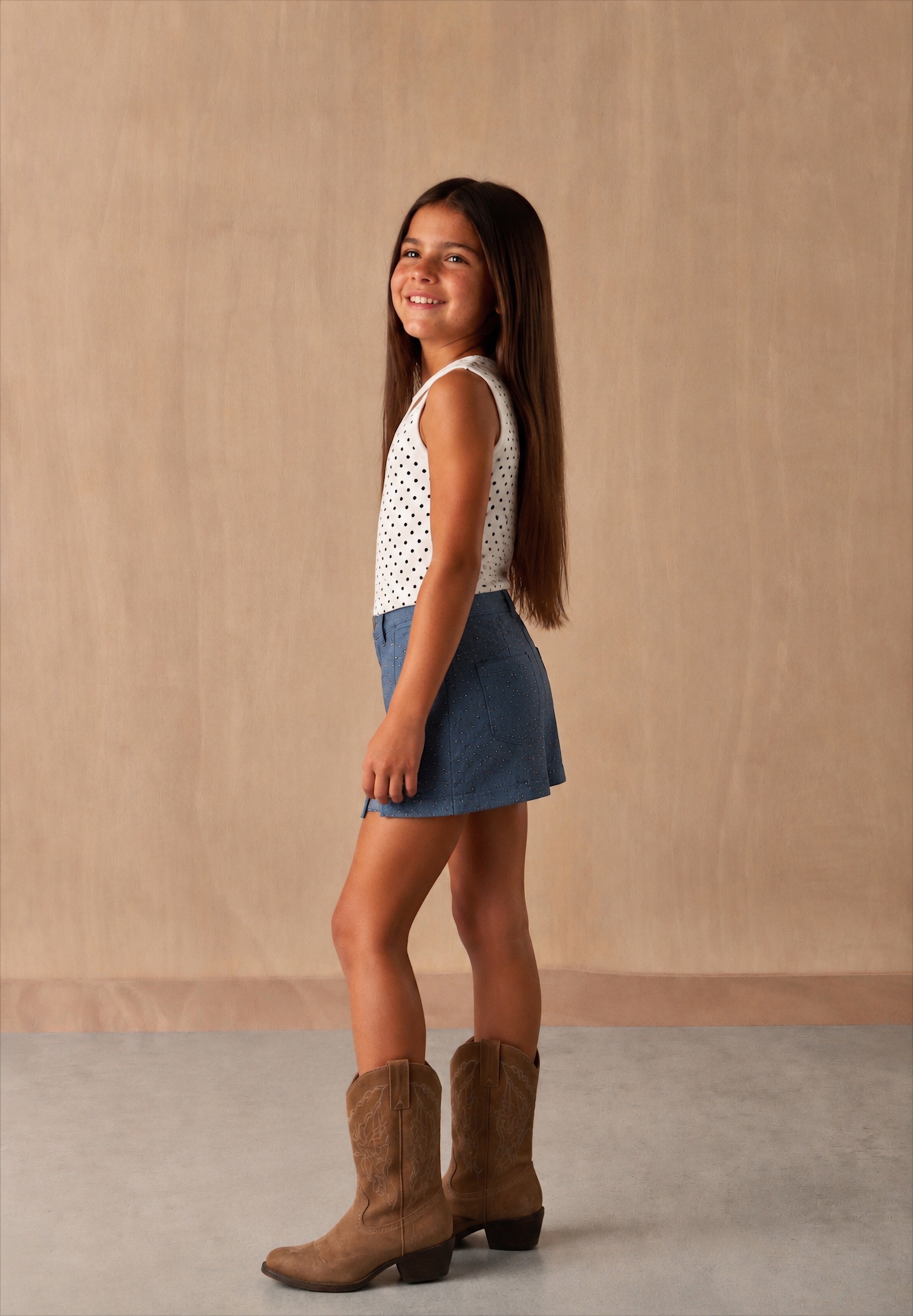 Girl sparkled denim skort