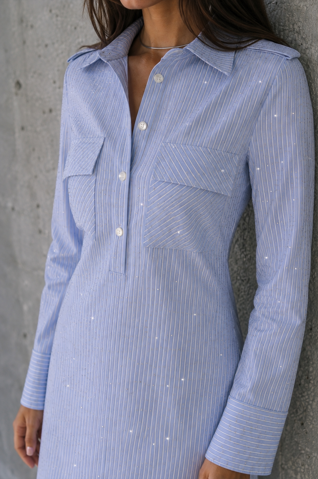 Women sparkled shirt dress